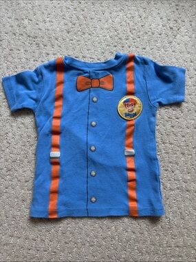 Blippi Blue & Orange Kids Tee with Character Patch, Size 2T